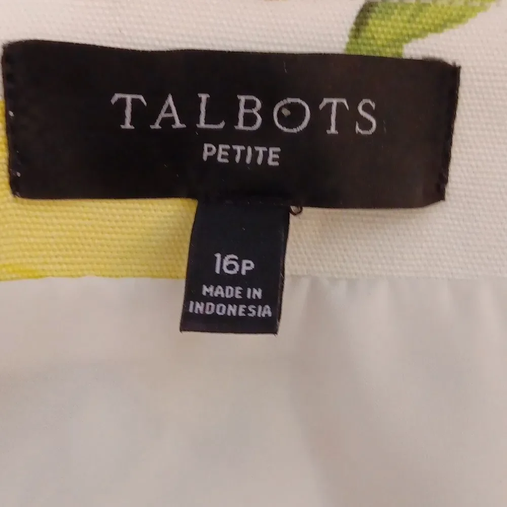 Talbots Petite Yellow Lemon Print Skirt